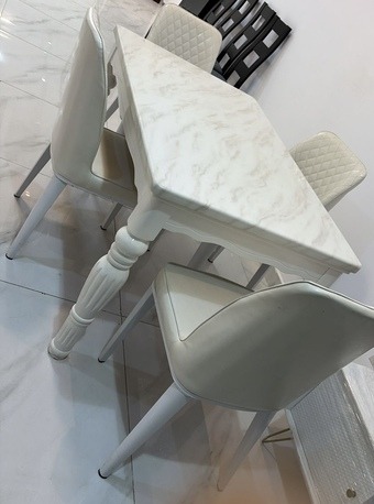 SAR 550 | Marble Top Dining Table with 4 Chairs