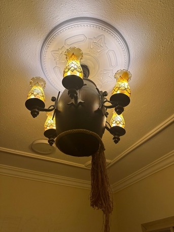 SAR 250 | 1 X Moroccan Chandelier (with Handcrafted Glass Globes)
