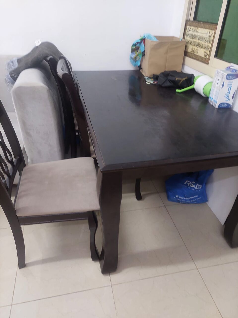 SAR 800 | Dining Table with 4 Chairs & Medium-Size Fridge