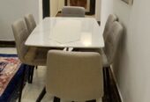SAR 750 – Almost New Elegant 6-Seater Sintered Stone Dining Table Set
