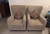 SAR 1,200 – 7-Seater Sofa Set (3+2+1+1), Beige Fabric, Good Condition